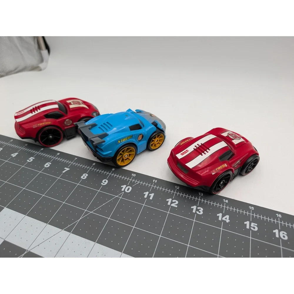 Fisher Price Mattel Cars Red Blue Xtreme Racing Lot of 3 2008 NO Charger‎